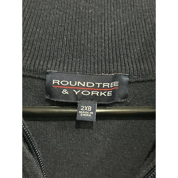 Roundtree & Yorke 2XB Navy Sleeveless Sweater Vest With Half-Zip Collar - Picture 4 of 7